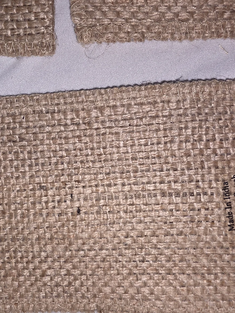 Cutlery Couture Beige Burlap Silverware Pouch with Floral Stitch
